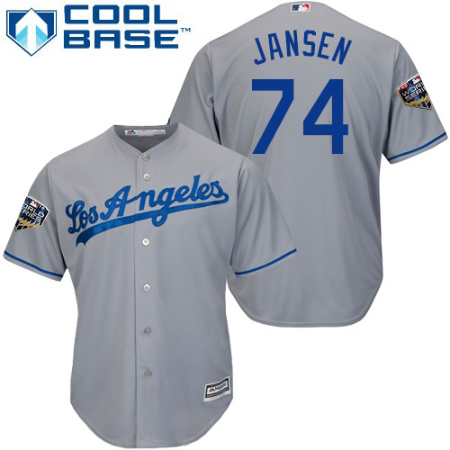 Los Angeles Dodgers #74 Kenley Jansen Grey Cool Base 2018 World Series Stitched Youth Jersey Youth