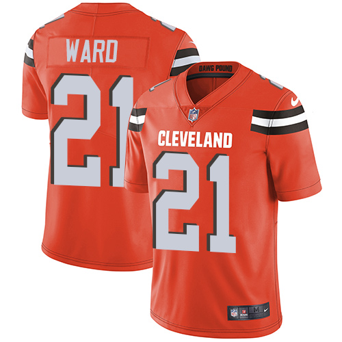 Browns #21 Denzel Ward Orange Alternate Men's Stitched Vapor Untouchable Limited Jersey