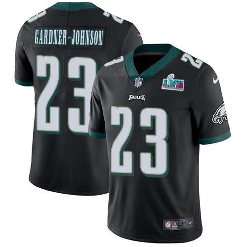 Eagles #23 C.J. Gardner-Johnson Black Alternate Super Bowl LVII Patch Men's Stitched Vapor Untouchable Limited Jersey
