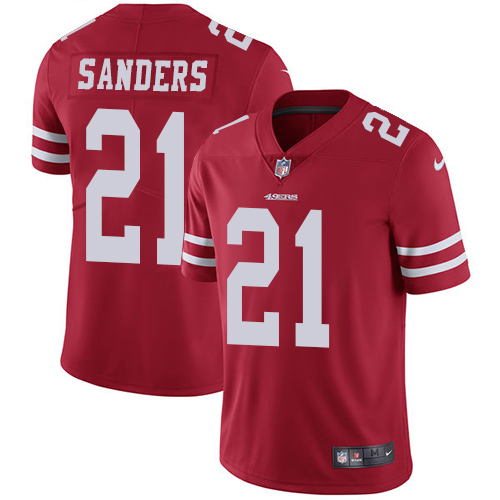 San Francisco 49ers #21 Deion Sanders Red Team Color Men's Stitched Vapor Untouchable Limited Jersey Men's