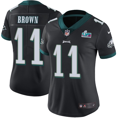 Eagles #11 A.J. Brown Black Alternate Super Bowl LVII Patch Women's Stitched Vapor Untouchable Limited Jersey