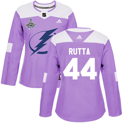 Adidas Tampa Bay Lightning #44 Jan Rutta Purple Authentic Fights Cancer Women's 2020 Stanley Cup Champions Stitched Jersey Womens