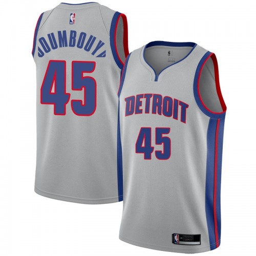 Detroit Pistons #45 Sekou Doumbouya Silver Womens Swingman Statement Edition Jersey Womens