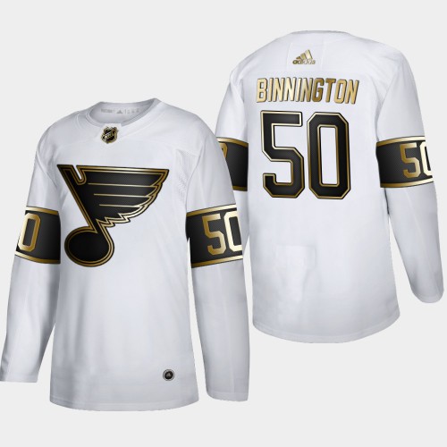 St. Louis St. Louis Blues #50 Jordan Binnington Men's Adidas White Golden Edition Limited Stitched Jersey Men's