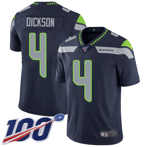 Seattle Seahawks #4 Michael Dickson Steel Blue Team Color Youth Stitched 100th Season Vapor Limited Jersey Youth