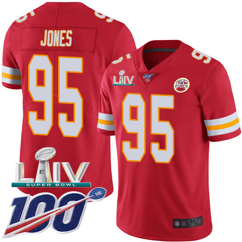 Chiefs #95 Chris Jones Red Super Bowl LIV 2020 Team Color Youth Stitched 100th Season Vapor Untouchable Limited Jersey