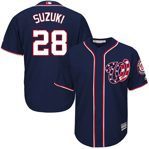 Washington Nationals #28 Kurt Suzuki Navy Blue New Cool Base Stitched Jersey Men's