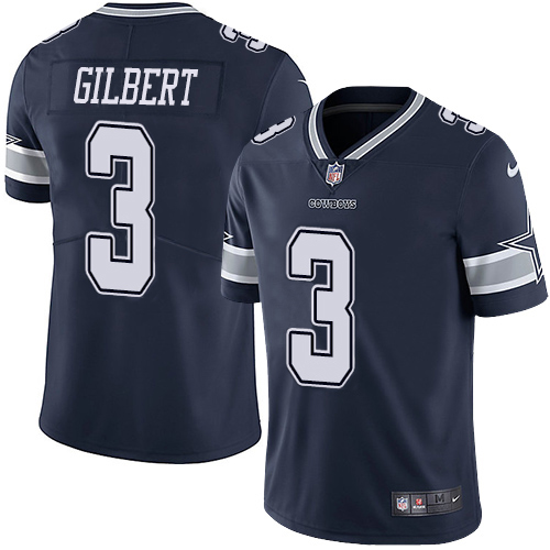 Dallas Cowboys #3 Garrett Gilbert Navy Blue Team Color Youth Stitched Vapor Untouchable Limited Jersey Youth