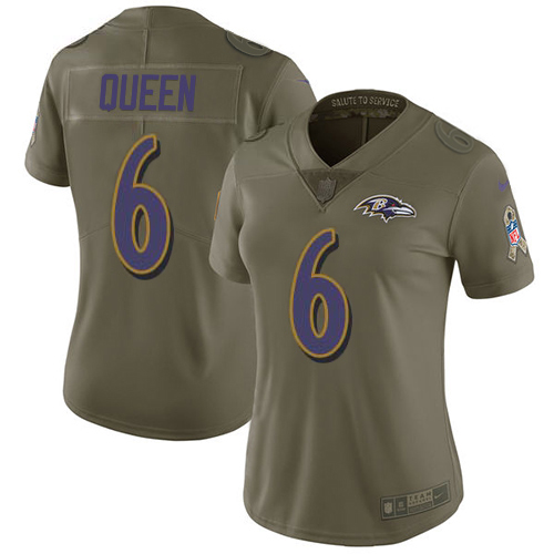 Ravens #6 Patrick Queen Olive Women's Stitched Limited 2017 Salute To Service Jersey