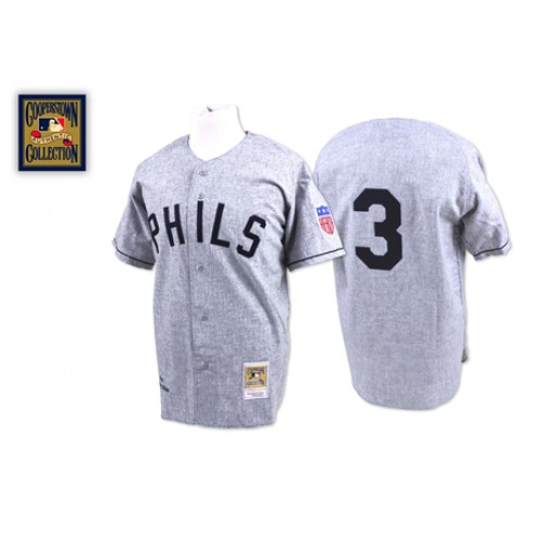 Mitchell And Ness 1942 Philadelphia Phillies #3 Chuck Klein Grey Stitched Jersey Men's