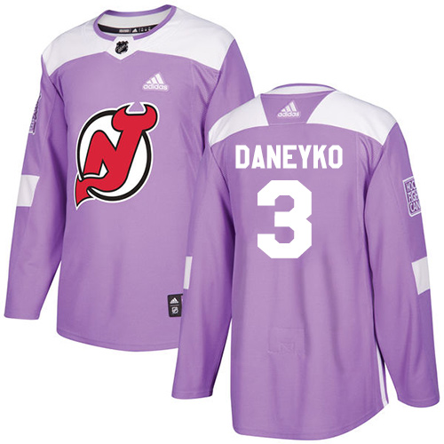 Adidas New Jersey Devils #3 Ken Daneyko Purple Authentic Fights Cancer Stitched Jersey Men's