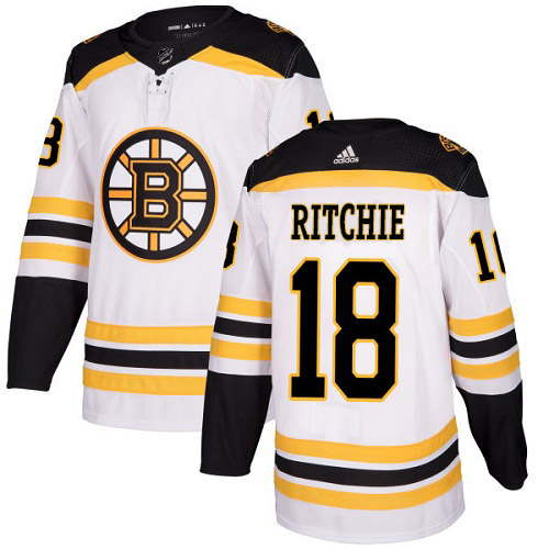 Adidas Boston Bruins #18 Brett Ritchie White Road Authentic Stitched Jersey Men's