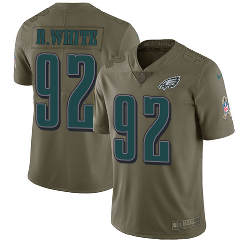 Philadelphia Eagles #92 Reggie White Olive Men's Stitched Limited 2017 Salute To Service Jersey Men's