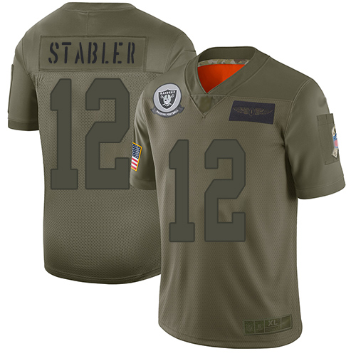 Las Vegas Raiders #12 Kenny Stabler Camo Men's Stitched Limited 2019 Salute To Service Jersey Men's