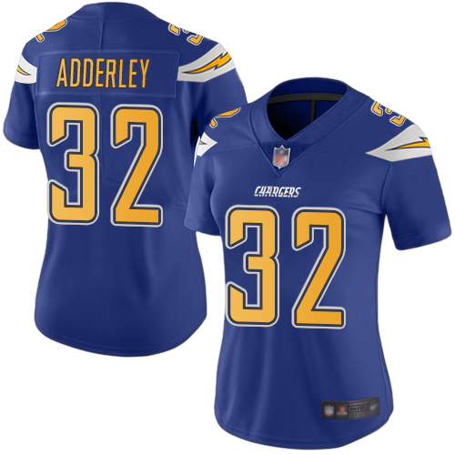 Los Angeles Chargers #32 Nasir Adderley Electric Blue Women's Stitched Limited Rush Jersey Womens