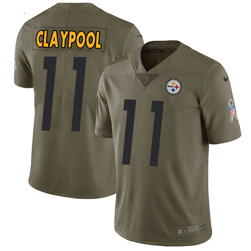 Pittsburgh Steelers #11 Chase Claypool Olive Men's Stitched Limited 2017 Salute To Service Jersey Men's