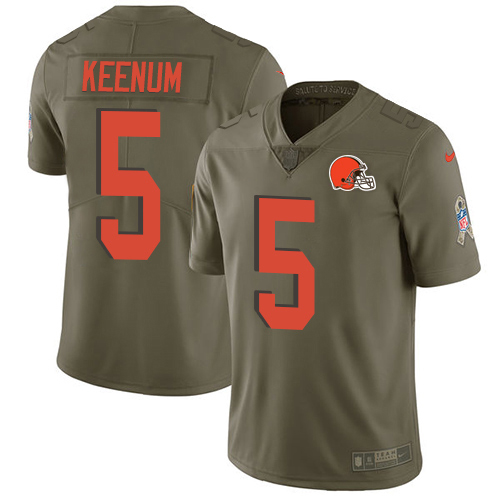 Cleveland Browns #5 Case Keenum Olive Youth Stitched Limited 2017 Salute To Service Jersey Youth