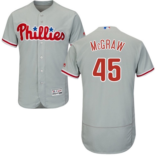 Philadelphia Phillies #45 Tug McGraw Grey Flexbase Authentic Collection Stitched Jersey Men's