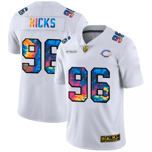 Chicago Chicago Bears #96 Akiem Hicks Men's White Multi-Color 2020 Crucial Catch Limited Jersey Men's