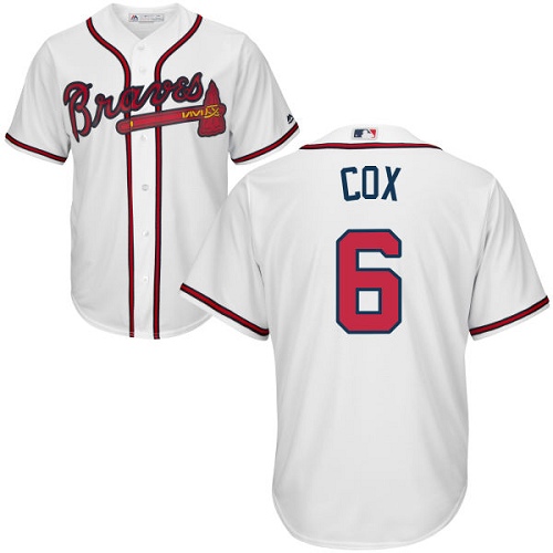Atlanta Braves #6 Bobby Cox White Cool Base Stitched Youth Jersey Youth