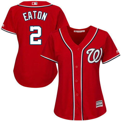 Washington Nationals #2 Adam Eaton Red Alternate Women's Stitched Jersey Womens