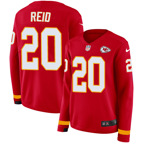 Kansas City Chiefs #20 Justin Reid Red Team Color Women's Stitched Limited Therma Long Sleeve Jersey Womens