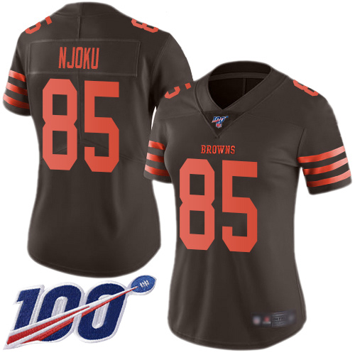 Browns #85 David Njoku Brown Women's Stitched Limited Rush 100th Season Jersey