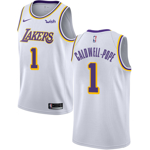 Los Angeles Lakers #1 Kentavious Caldwell-Pope White Swingman Association Edition Jersey Mens