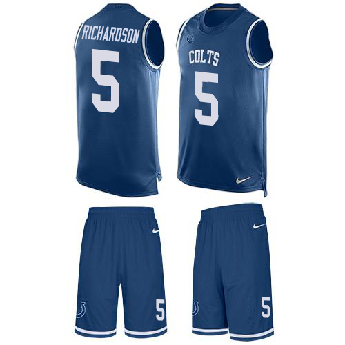 Colts #5 Anthony Richardson Royal Blue Team Color Men's Stitched Limited Tank Top Suit Jersey