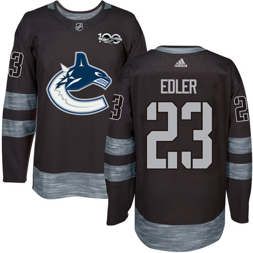 Adidas Vancouver Canucks #23 Alexander Edler Black 1917-2017 100th Anniversary Stitched Jersey Men's