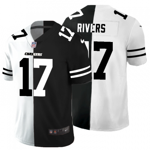 Los Angeles Los Angeles Chargers #17 Philip Rivers Men's Black V White Peace Split Vapor Untouchable Limited Jersey Men's