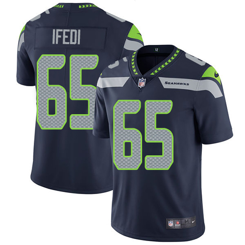 Seattle Seahawks #65 Germain Ifedi Steel Blue Team Color Men's Stitched Vapor Untouchable Limited Jersey Men's