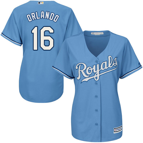 Kansas City Royals #16 Paulo Orlando Light Blue Alternate Women's Stitched Jersey Womens