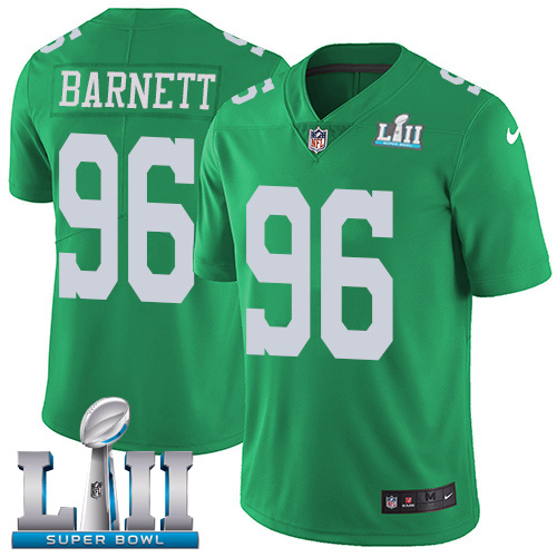 Philadelphia Eagles #96 Derek Barnett Green Super Bowl LII Youth Stitched Limited Rush Jersey Youth