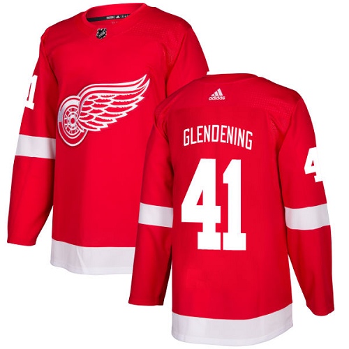 Adidas Detroit Red Wings #41 Luke Glendening Red Home Authentic Stitched Jersey Men's