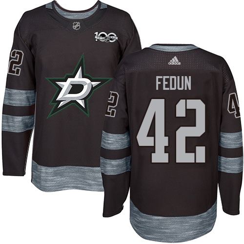 Adidas Dallas Stars #42 Taylor Fedun Black 1917-2017 100th Anniversary Stitched Jersey Men's