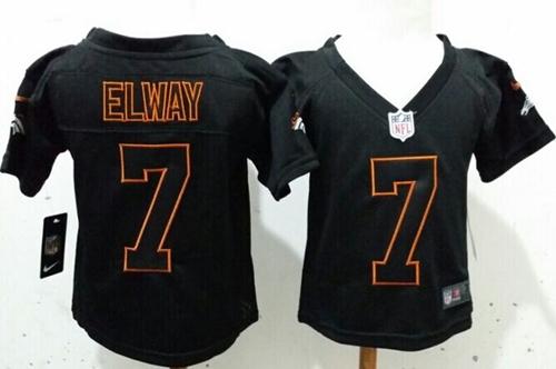 Toddler Broncos #7 John Elway Lights Out Black Stitched Elite Jersey