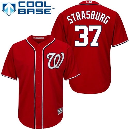 Washington Nationals #37 Stephen Strasburg Red Stitched Youth Jersey Youth