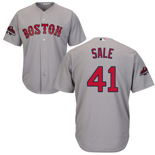 Boston Red Sox #41 Chris Sale Grey Cool Base 2018 World Series Champions Stitched Youth Jersey Youth