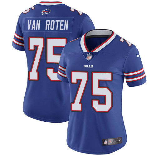 Bills #75 Greg Van Roten Royal Blue Team Color Women's Stitched Vapor Untouchable Limited Jersey