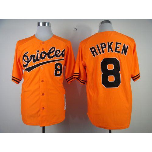 Mitchell And Ness 1989 Baltimore Orioles #8 Cal Ripken Orange Throwback Stitched Jersey Men's