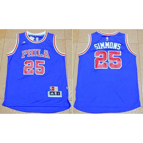 Philadelphia 76ers #25 Ben Simmons Blue Throwback Stitched Jersey Mens