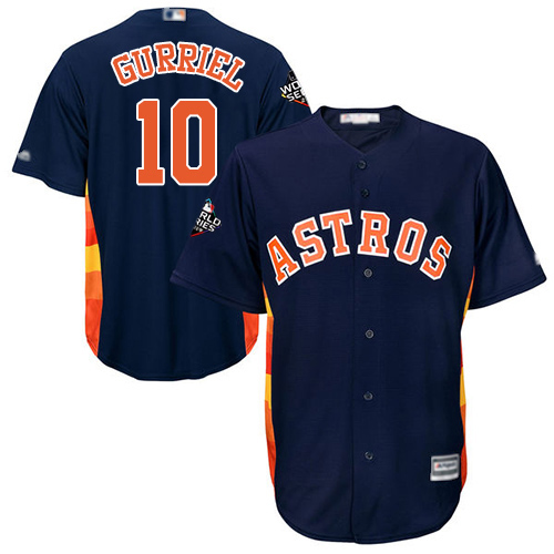 Houston Astros #10 Yuli Gurriel Navy Blue Cool Base 2019 World Series Bound Stitched Youth Jersey Youth