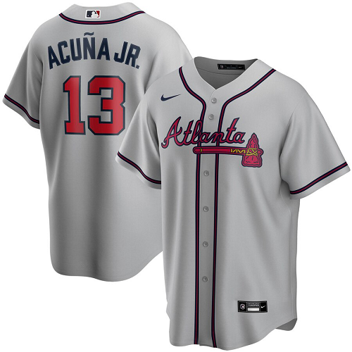 Men's Youth Women's Atlanta Braves #13 Ronald Acuna Jr. Gray Road 2020 Jersey