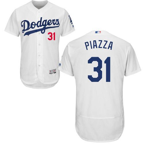 Los Angeles Dodgers #31 Mike Piazza White Flexbase Authentic Collection Stitched Jersey Men's