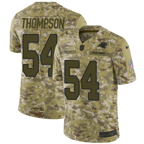 Carolina Panthers #54 Shaq Thompson Camo Youth Stitched Limited 2018 Salute to Service Jersey Youth