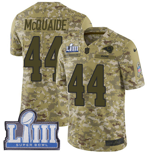 Los Angeles Rams #44 Jacob McQuaide Camo Super Bowl LIII Bound Men's Stitched Limited 2018 Salute To Service Jersey Men's