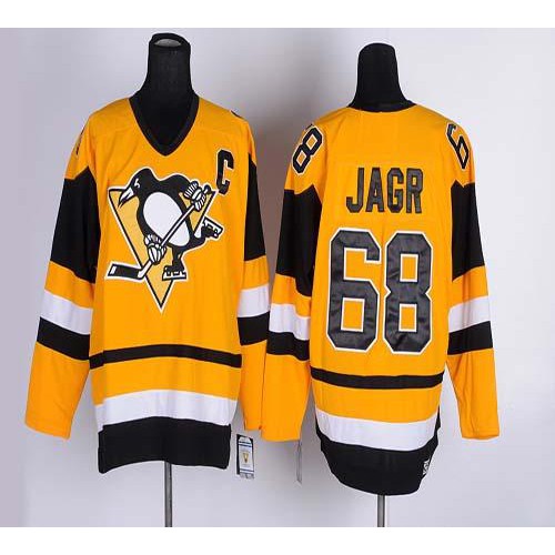 Pittsburgh Penguins #68 Jaromir Jagr Yellow CCM Throwback Stitched Jersey Men's