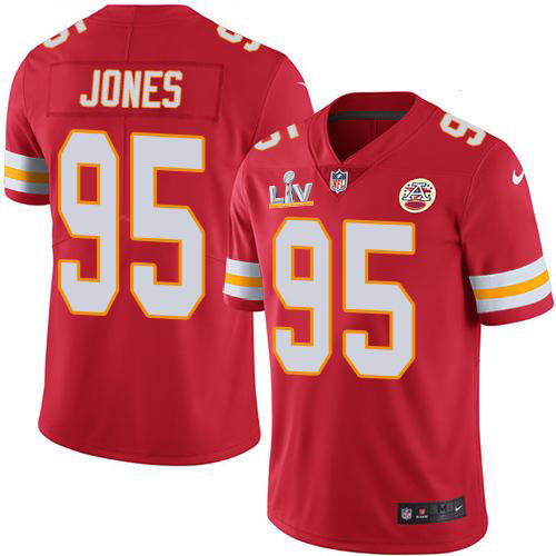 Chiefs #95 Chris Jones Red Team Color Men's Super Bowl LV Bound Stitched Vapor Untouchable Limited Jersey