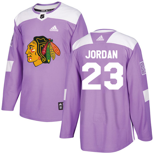Adidas Chicago Blackhawks #23 Michael Jordan Purple Authentic Fights Cancer Stitched Jersey Men's